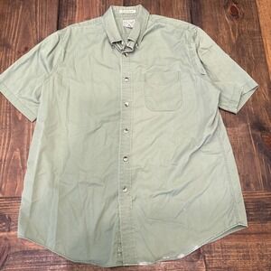 LL Bean Short Sleeve Button Down Shirt, Mens Large-Reg, Green, Wrinkle Resistant